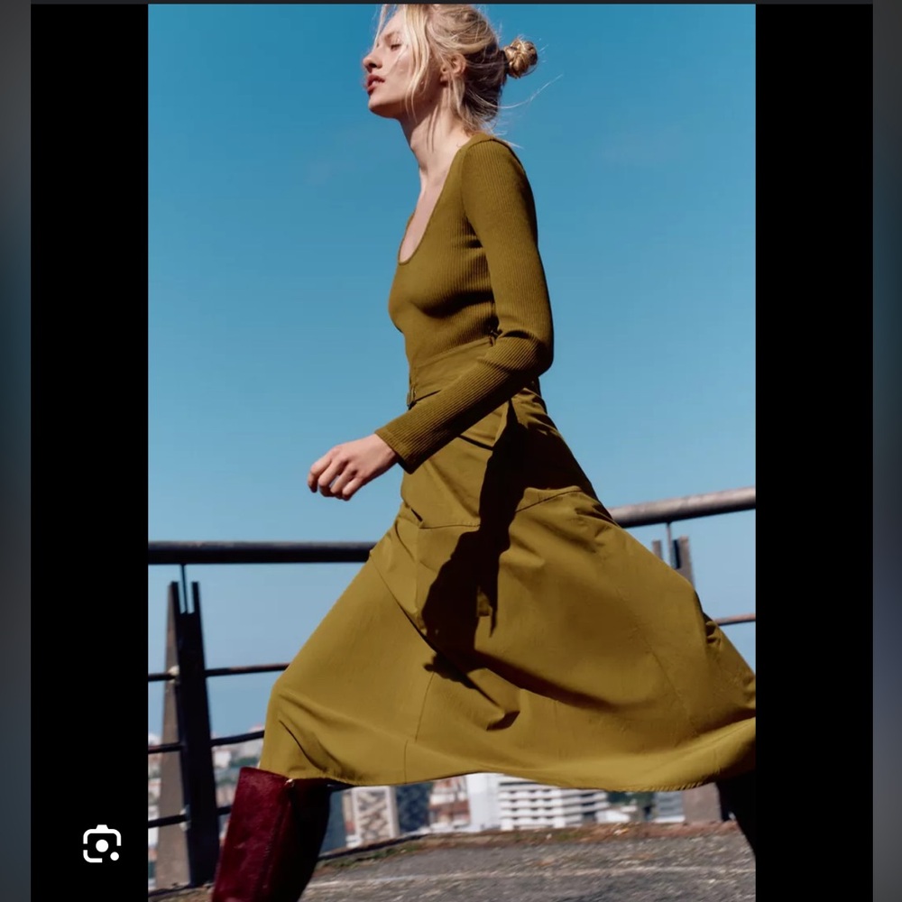 Zara Olive Green Midi Dress
